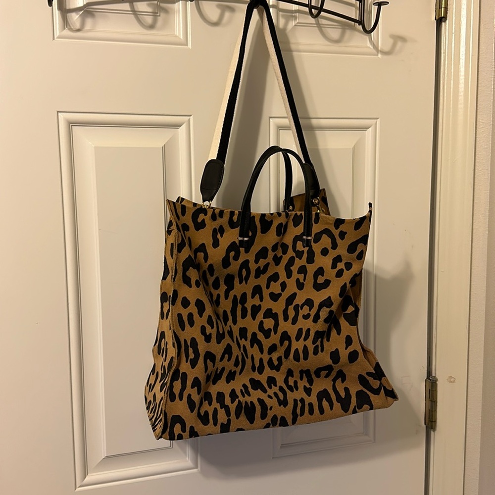 Clare V. Large Leopard Simple Tote